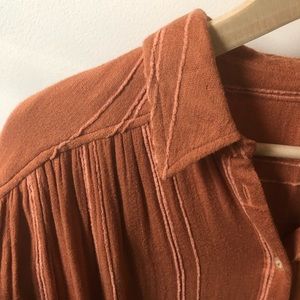 Free People Rust Button Down Tunic